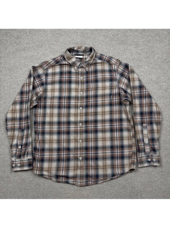 Other - Columbia Button Up Shirt Mens Size M Brown Long Sleeve Plaid Flannel